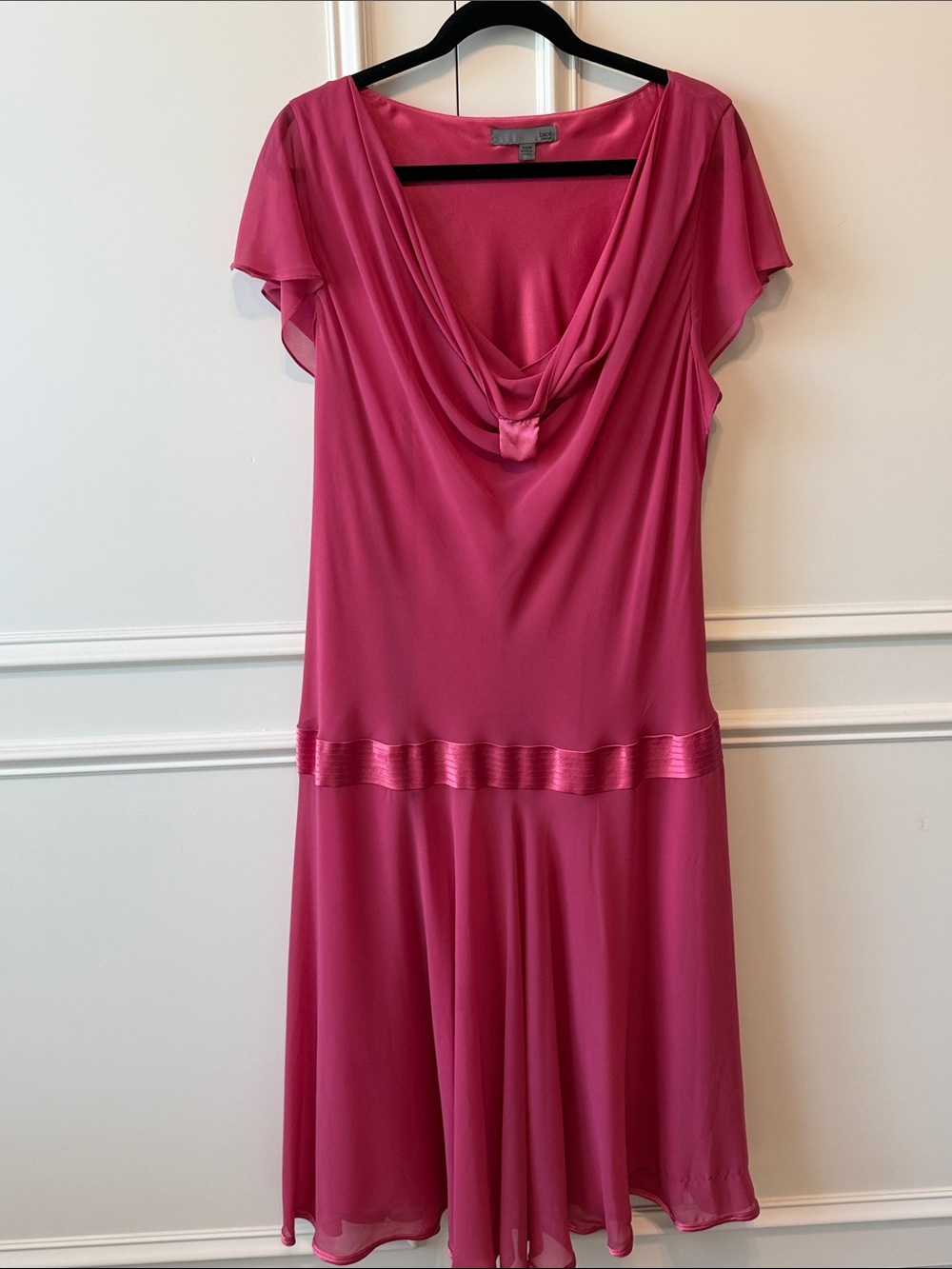 Cowl Neck Midi Dress in Fuchsia Pink
